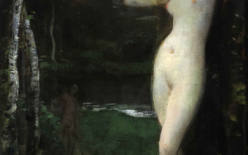 Henry Gervex - Ève cueillant la pomme Olio su tela 55 x 33 cm 76 x 56 c.c. Collezione privata, Parigi