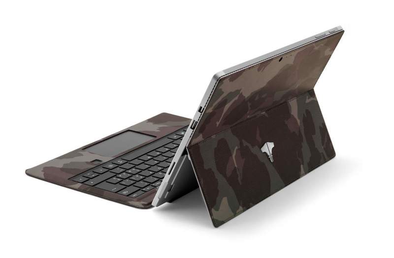 PC Tablet & Real Leather Camouflage Green