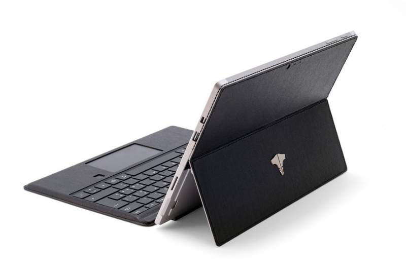 PC Tablet & Real Leather Saffiano Black